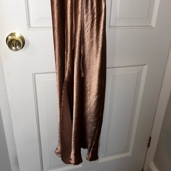 ROSE GOLD ASOS SATIN MIDI DRESS - sz 14 - Picture 4 of 8